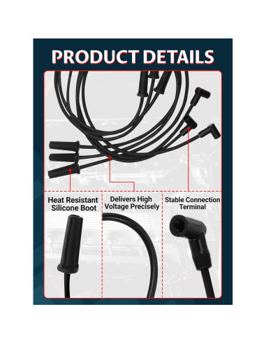 Cables de Bujía Ntoauto 9746BB 8mm 127cm 111.76cm 63.5cm