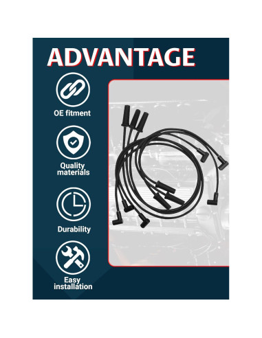 Cables de Bujía Ntoauto 9746BB 8mm 127cm 111.76cm 63.5cm