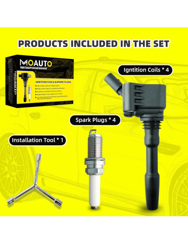 Kit de 4 Bobinas de Encendido y Bujías Iridio MOAUTO 06J905110G