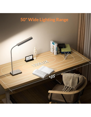 Lámpara de Escritorio LED LEPOWER-TEC 12W Plata, 60 Modos