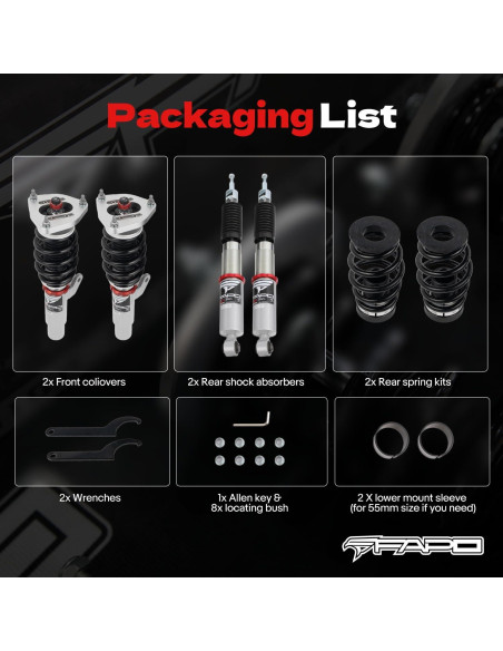 Coilovers Ajustables FAPO PF004830-K1 para VW MQB 4PCS