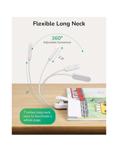 Luz de Lectura EDISHINE Recargable USB con Clip 3 Modos