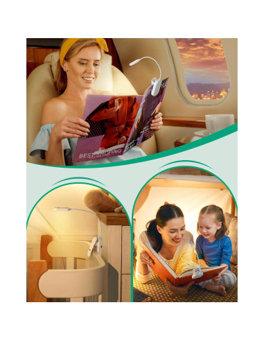 Luz de Lectura EDISHINE Recargable USB con Clip 3 Modos