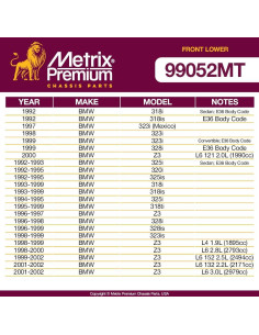 Kit de Bujes de Control Inferior Metrix para BMW Z3 y 323i 2