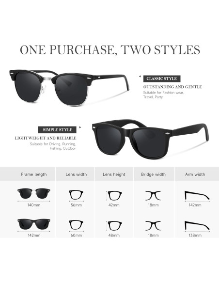 Gafas de sol polarizadas Reglaaly 2140/3016 UV para unisex Gafas de sol polarizadas Reglaaly 2140/3016 UV para unisex