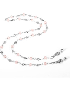 Cadena de Gafas de Acero Inoxidable con Perlas Rosadas 2