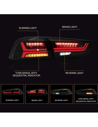 Luces Traseras VLAND Ahumadas para Mitsubishi Lancer EVO X 2008-2020