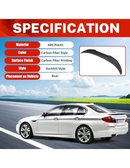 Spoiler Duckbill BMW F10 F18 5 Series 2010-2017 Fibra Carbono