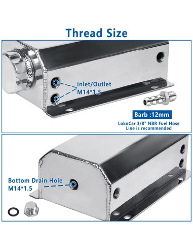 Tanque de Expansión de Refrigerante LokoCar 2L Aluminio Plateado