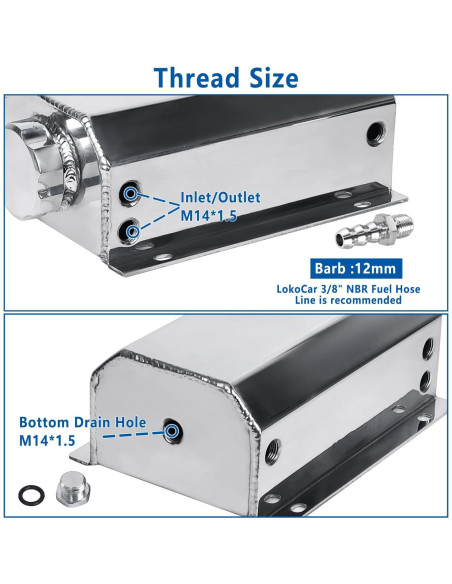 Tanque de Expansión de Refrigerante LokoCar 2L Aluminio Plateado