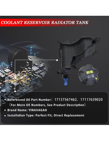 Tanque de Refrigerante YINAVAGAD 17137567462 para BMW