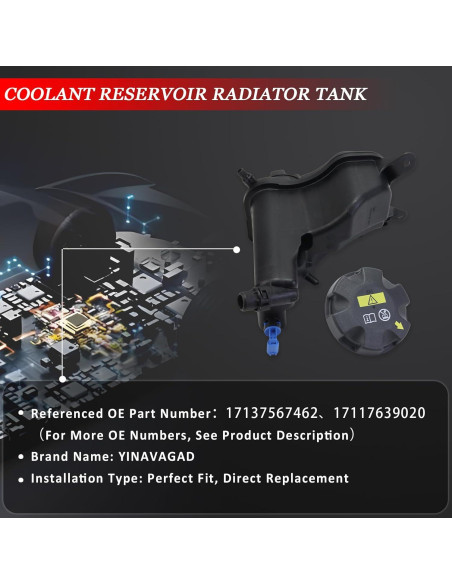 Tanque de Refrigerante YINAVAGAD 17137567462 para BMW