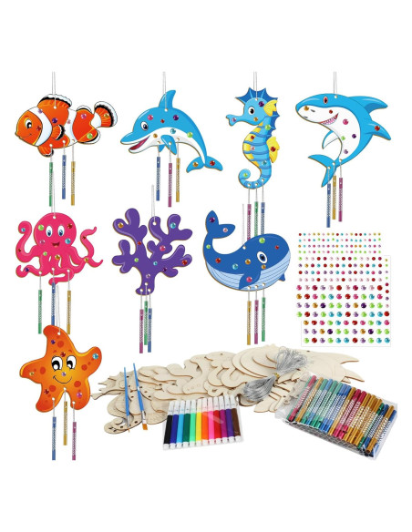 Kit de Manualidades Campanas de Viento Animales Marinos 16 Piezas gisgfim