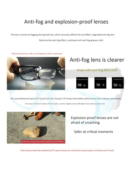 Gafas Deportivas TR90 Azul Claro con Correa Ajustable