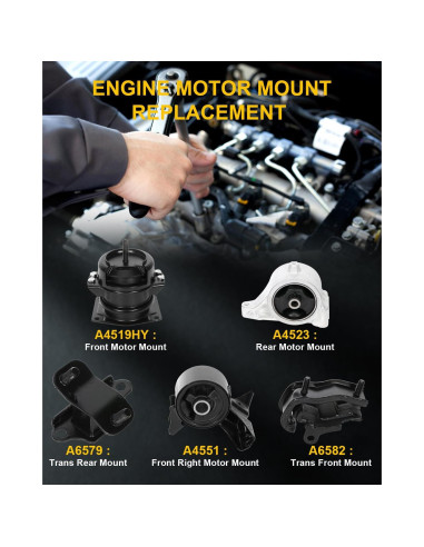 Conjunto de Soportes de Motor y Transmisión OCPTY 5PCS para Acura Honda 3.5L