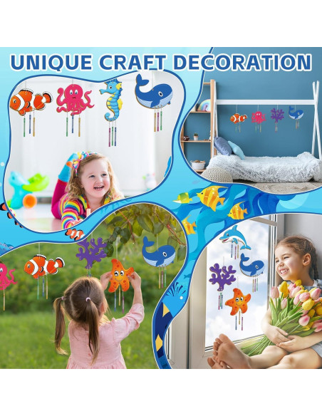 Kit de Manualidades Campanas de Viento Animales Marinos 16 Piezas gisgfim