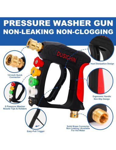 Pistola de Lavadora a Presión DUSICHIN 3000 PSI con 5 Boquillas