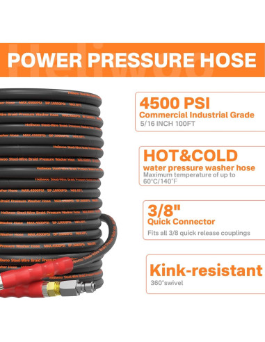 Kit de Lavadora a Presión Heliwoo 30.48 m 4500 PSI M22