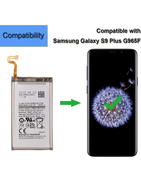 Batería de Reemplazo EB-BG965ABE para Galaxy S9 Plus 3500mAh