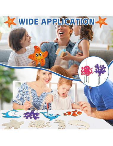 Kit de Manualidades Campanas de Viento Animales Marinos 16 Piezas gisgfim