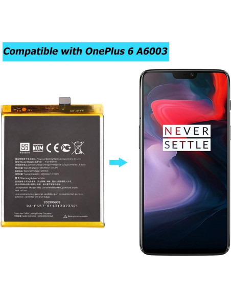 Batería de Reemplazo BLP657 OnePlus 6 A6003 A6000 3210mAh