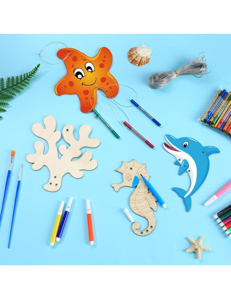Kit de Manualidades Campanas de Viento Animales Marinos 16 Piezas gisgfim