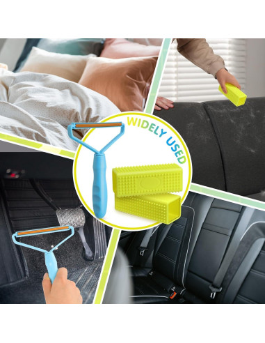 Juego Quitapelos para Mascotas Honeydak - 2 Cepillos Silicona y 1 Raspador