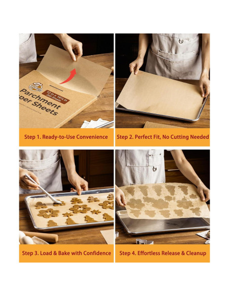 200 Hojas de Papel Pergamino Anti-adherente GENLGE 30.5x42 cm