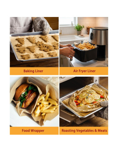 200 Hojas de Papel Pergamino Anti-adherente GENLGE 30.5x42 cm