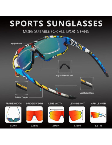 Gafas de sol OULAIQI 548 con 3 lentes intercambiables