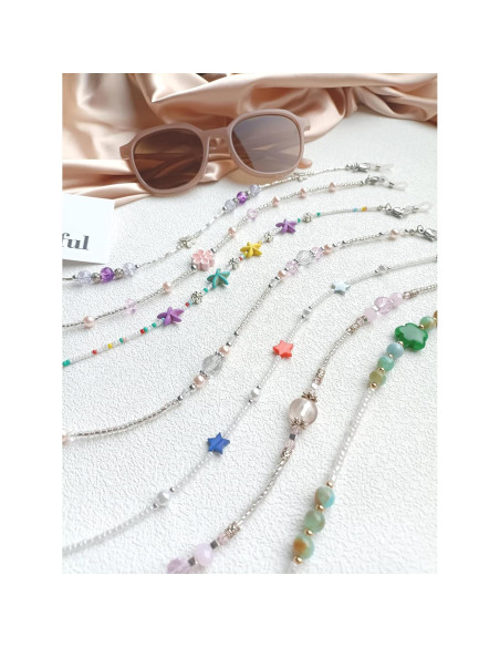 Cadena de Gafas para Mujeres con Perlas Verde Esmeralda