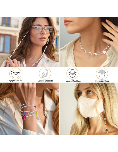 Cadena de Gafas para Mujeres con Perlas Verde Esmeralda