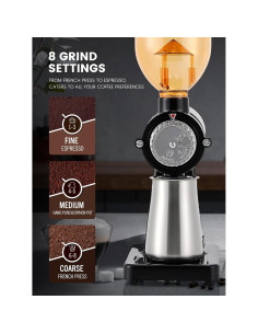 Molino de café eléctrico Huanyu 8 configuraciones acero inoxidable 2