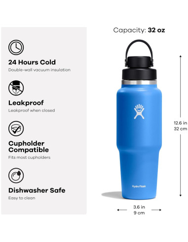 Botella de Agua Hydro Flask 32 Oz Trillium Tapa Flex Chug