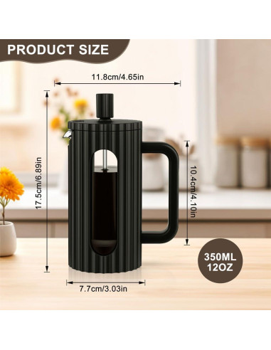 Cafetera de Prensa Francesa wedrink 350ml Jarra de Vidrio