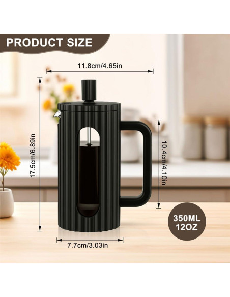 Cafetera de Prensa Francesa wedrink 350ml Jarra de Vidrio