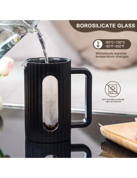 Cafetera de Prensa Francesa wedrink 350ml Jarra de Vidrio