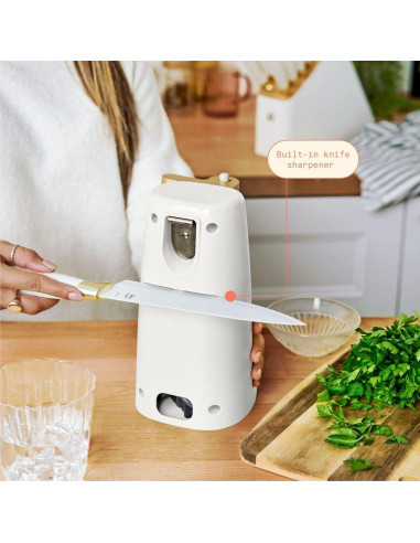 Abridor de Latas Eléctrico Hermoso 70W Acero Inoxidable Blanco