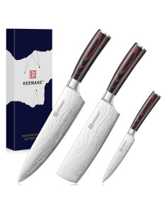 Conjunto de cuchillos de cocina KEEMAKE 3 piezas acero inoxidable
