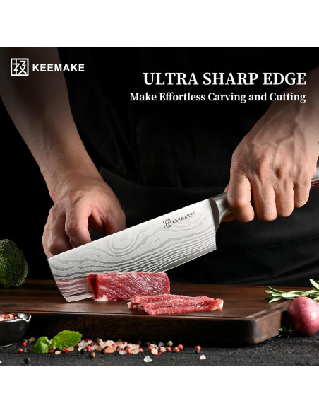 Conjunto de cuchillos de cocina KEEMAKE 3 piezas acero inoxidable