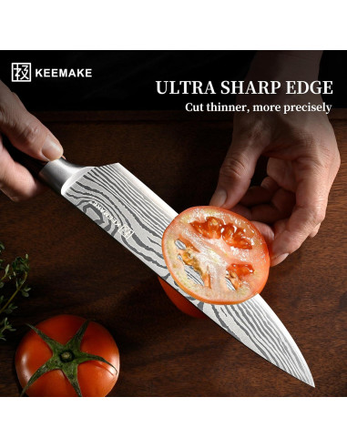 Conjunto de cuchillos de cocina KEEMAKE 3 piezas acero inoxidable