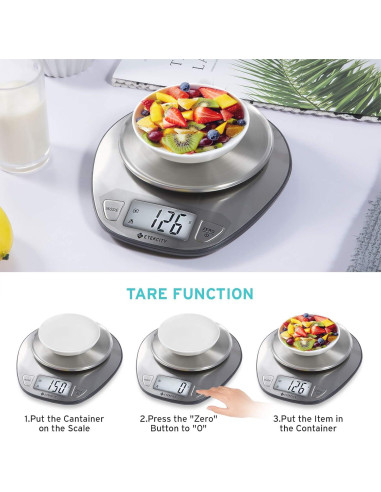 Balanza Digital de Cocina Etekcity 5kg Acero Inoxidable LCD