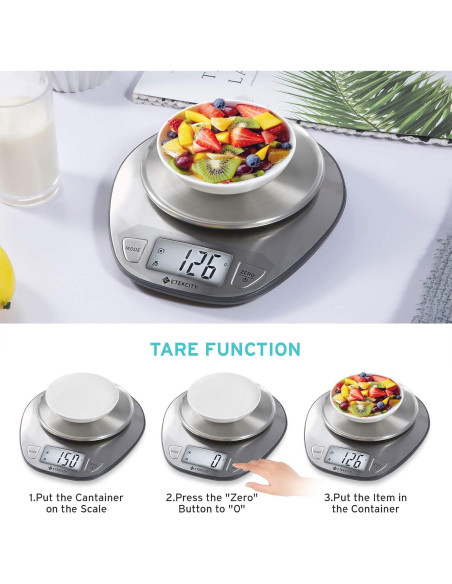 Balanza Digital de Cocina Etekcity 5kg Acero Inoxidable LCD