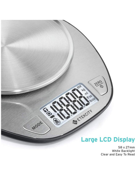 Balanza Digital de Cocina Etekcity 5kg Acero Inoxidable LCD