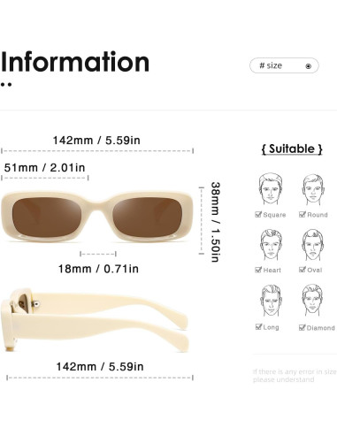 Gafas de Sol Rectangulares KIMORN UV400 para Mujeres y Hombres