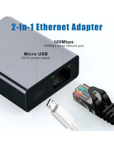 Adaptador Ethernet Uelkr Micro USB a RJ45 para TV Stick 2