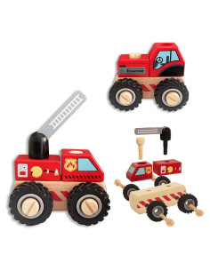 Juguetes de Construcción de Madera WoodenEdu - Grúas y Tractor