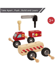 Juguetes de Construcción de Madera WoodenEdu - Grúas y Tractor 2