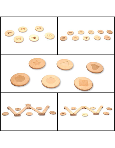 Piedras de Equilibrio de Madera Kidodido - 6 Formas para Niños