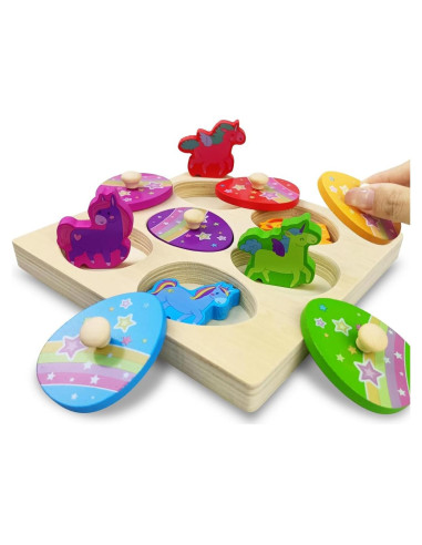 Rompecabezas de Madera Unicornio Pinkiwine 18.5 cm Juguete Educativo